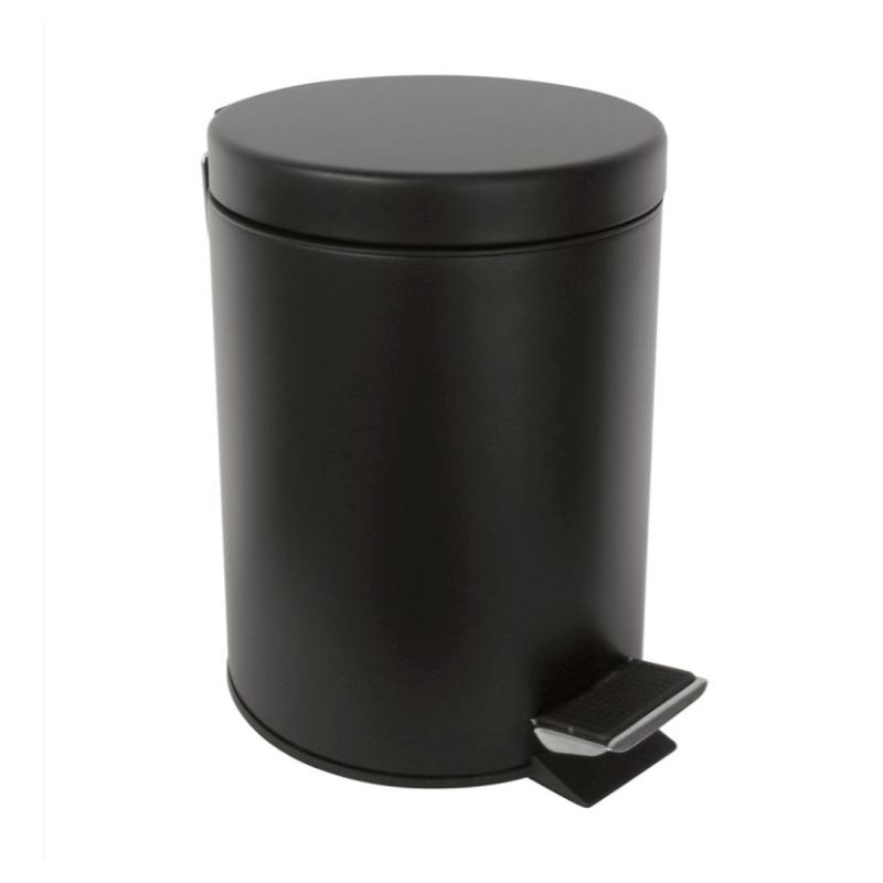 Coș de gunoi cu pedală, capac cu închidere lentă - negru mat (3 litri)