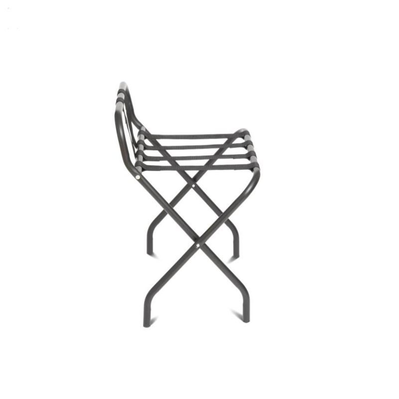 Suport pliabil hotelier pentru bagaje cu spătar – Mary II - negru