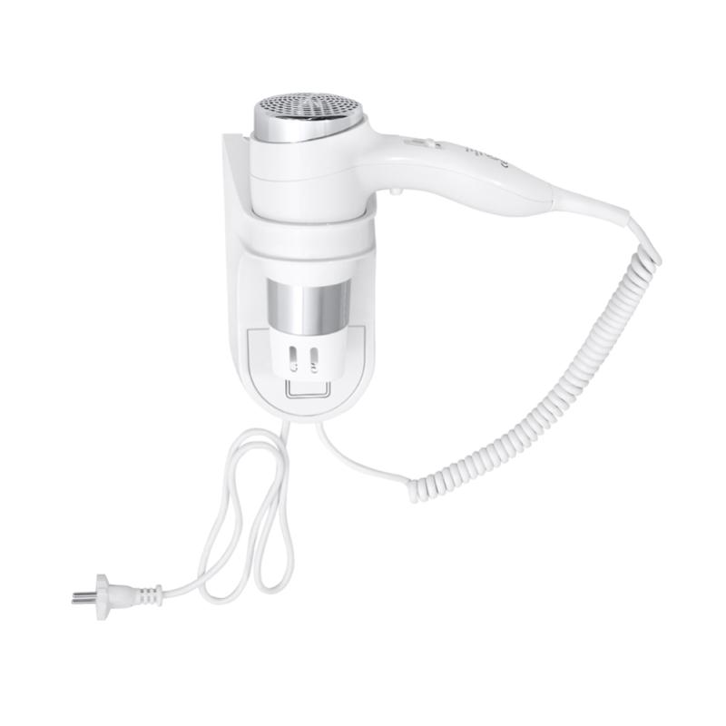 Uscător de păr hotelier 1400W, alb, montaj pe perete, cablu spiralat